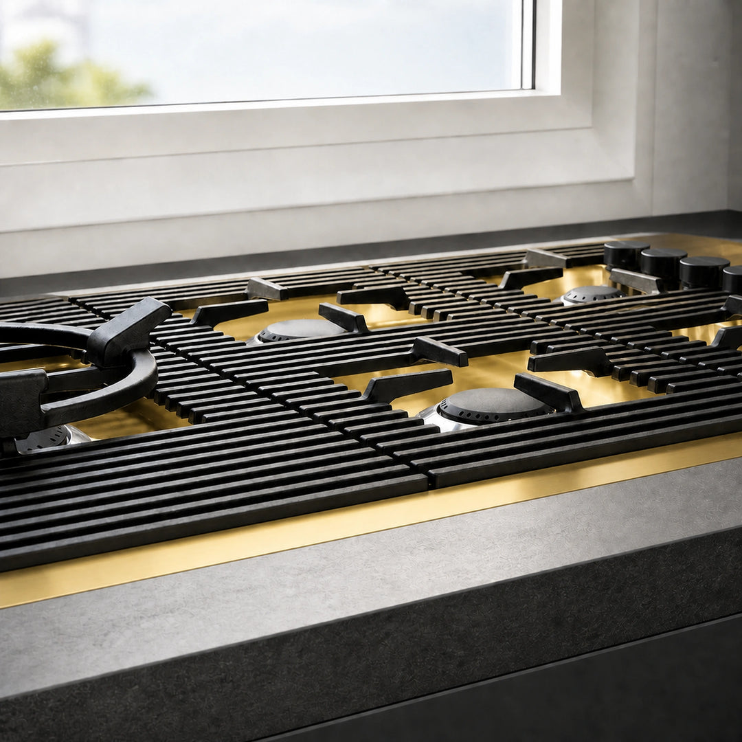 87cm - Milano Lusso 5-Burner Gas Hobs Gold - Copper - Gun Metal - Stainless - Flush Knobs