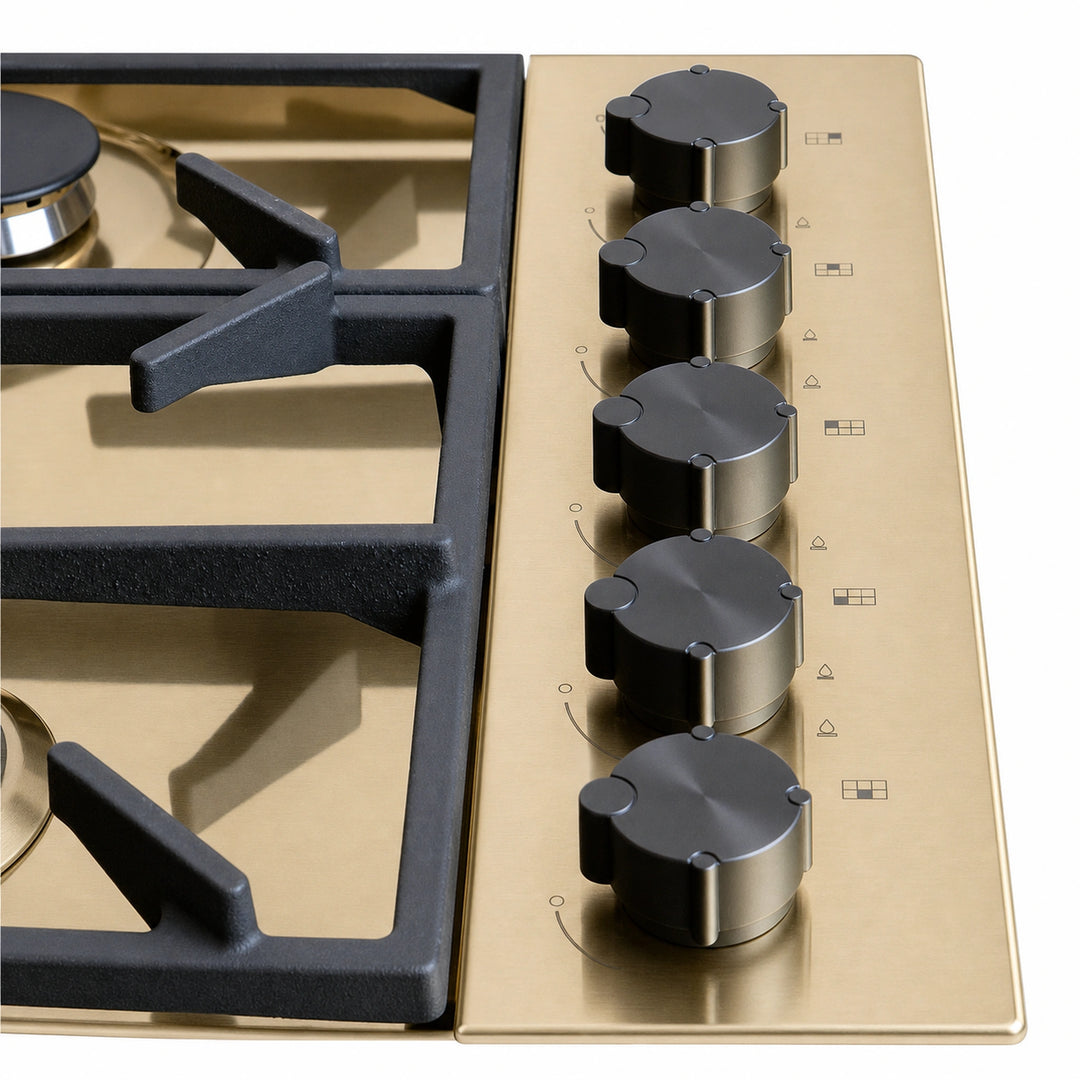 Milano Lusso 115cm 6 Burner Gas Hob - Stainless Steel, Gold, Copper or Gun Metal