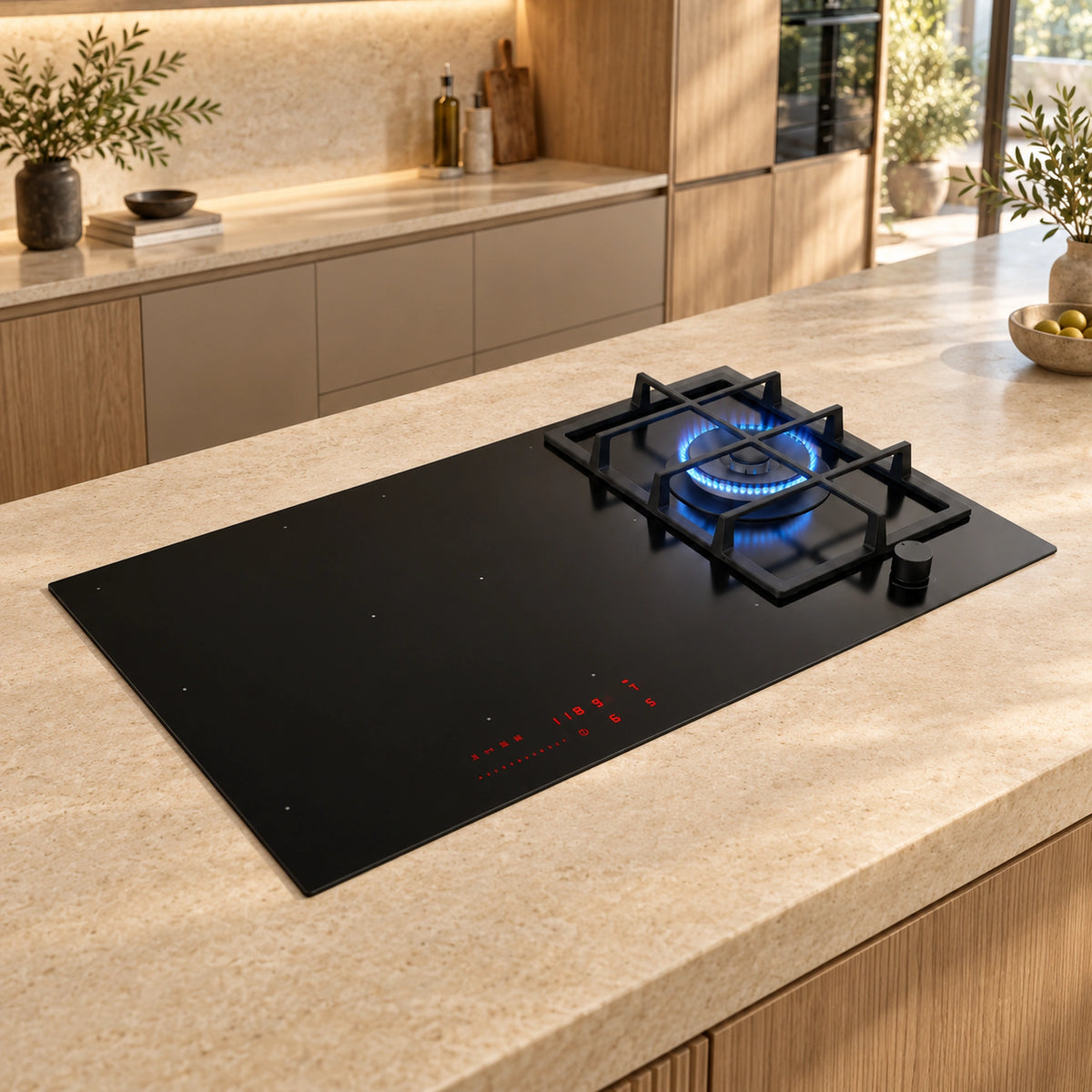 90cm - Hybrid Gas and Induction Hob with Wok Burner - Image 8