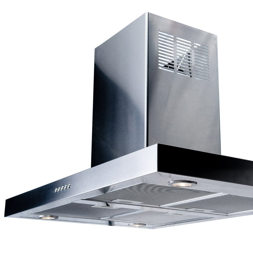 T shape Island Hood in Steel