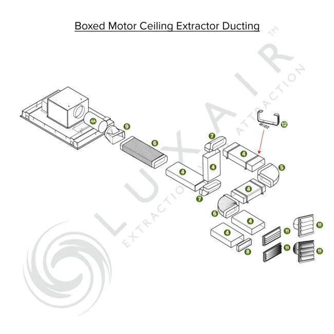 220×90mm Flat Ducting Pipe 200mm Short Section - Luxair Cooker Hoods Limited