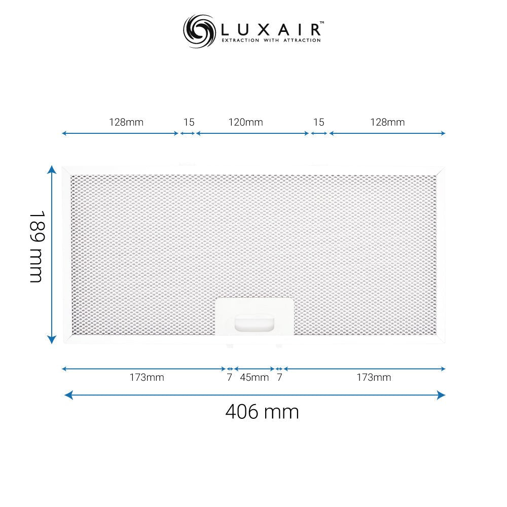 Metal Grease Filter 406mm x 189mm - Luxair Cooker Hoods Limited