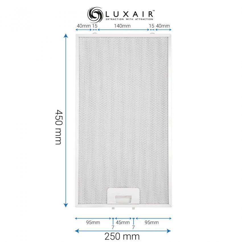 Metal Grease Filter 450mm x 250mm - Luxair Cooker Hoods Limited