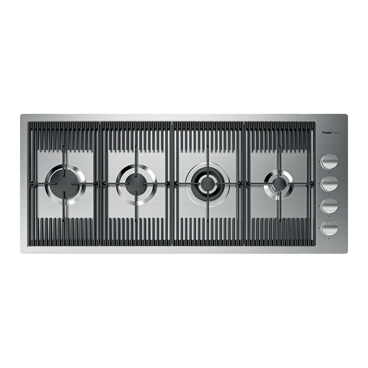 Luxury 4 burner gas hob with wok burner stainless steel