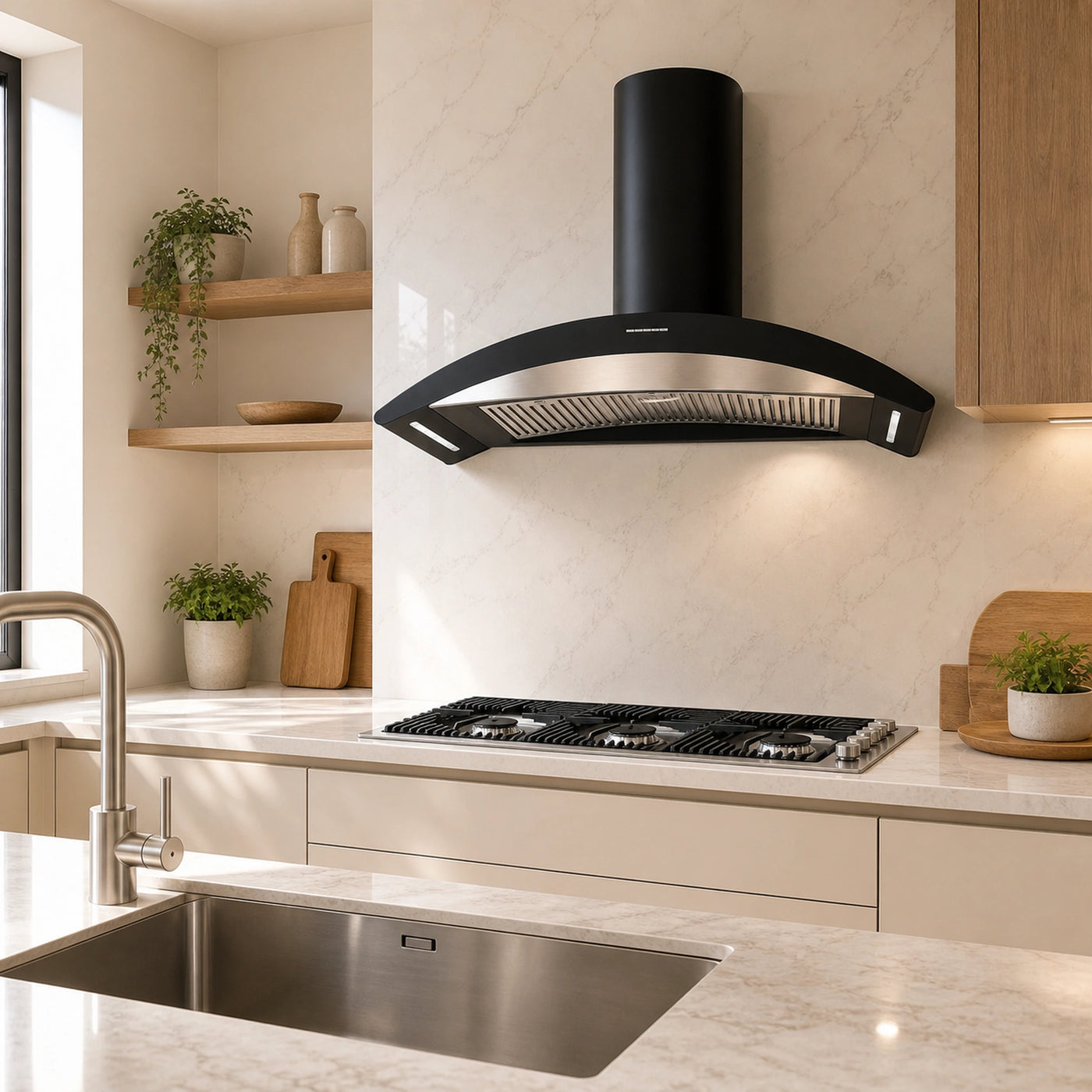 87cm gas hob Stainless steel milano lusso ideal match the Monza curved wall mounted cooker hoods