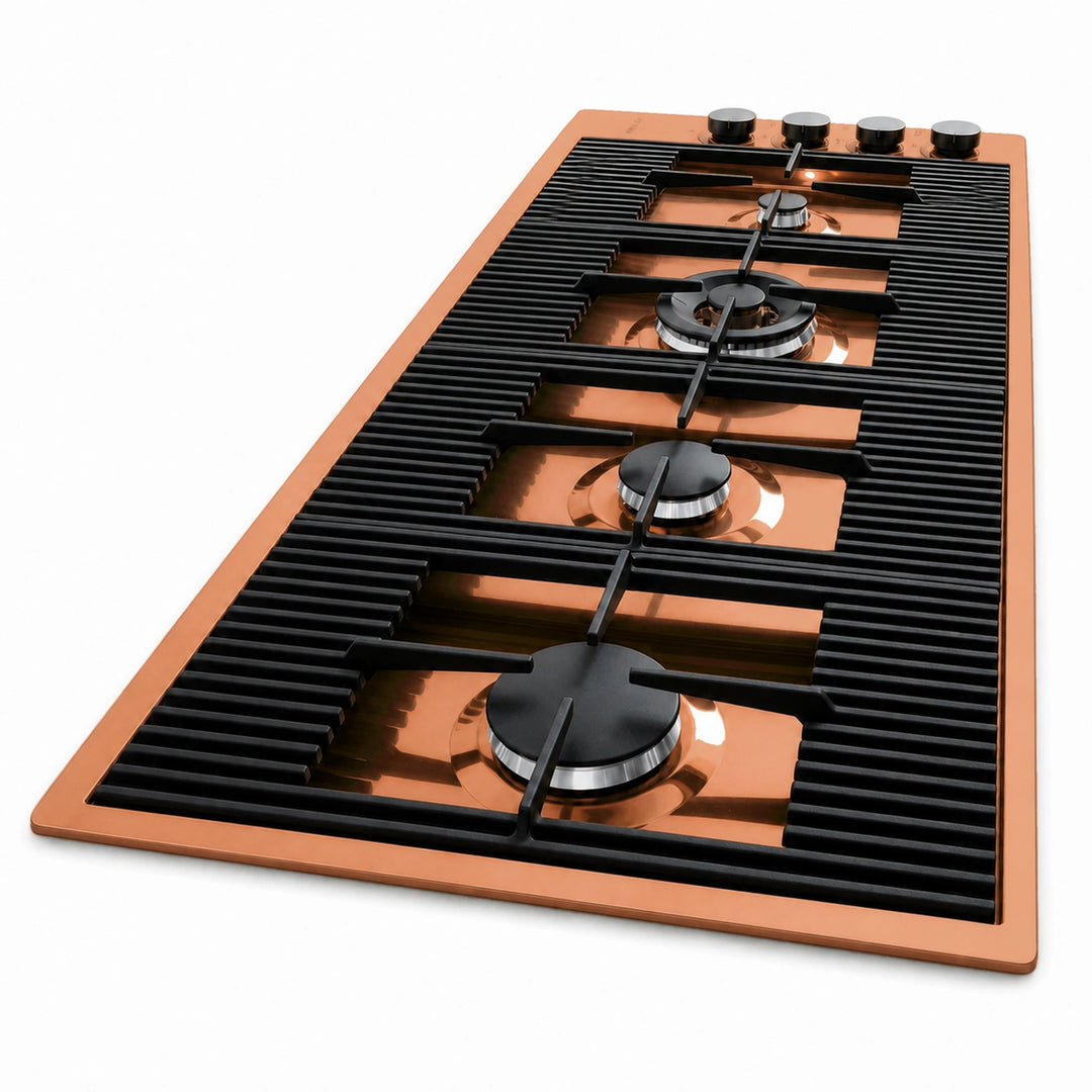 115cm - Milano Lusso 4-Burner Gas Hobs Gold - Copper - Gun Metal - Stainless Steel