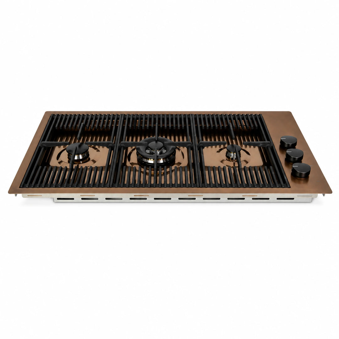 87cm - Milano Lusso 3 -Burner Gas Hobs Gold - Copper - Gun Metal - Stainless