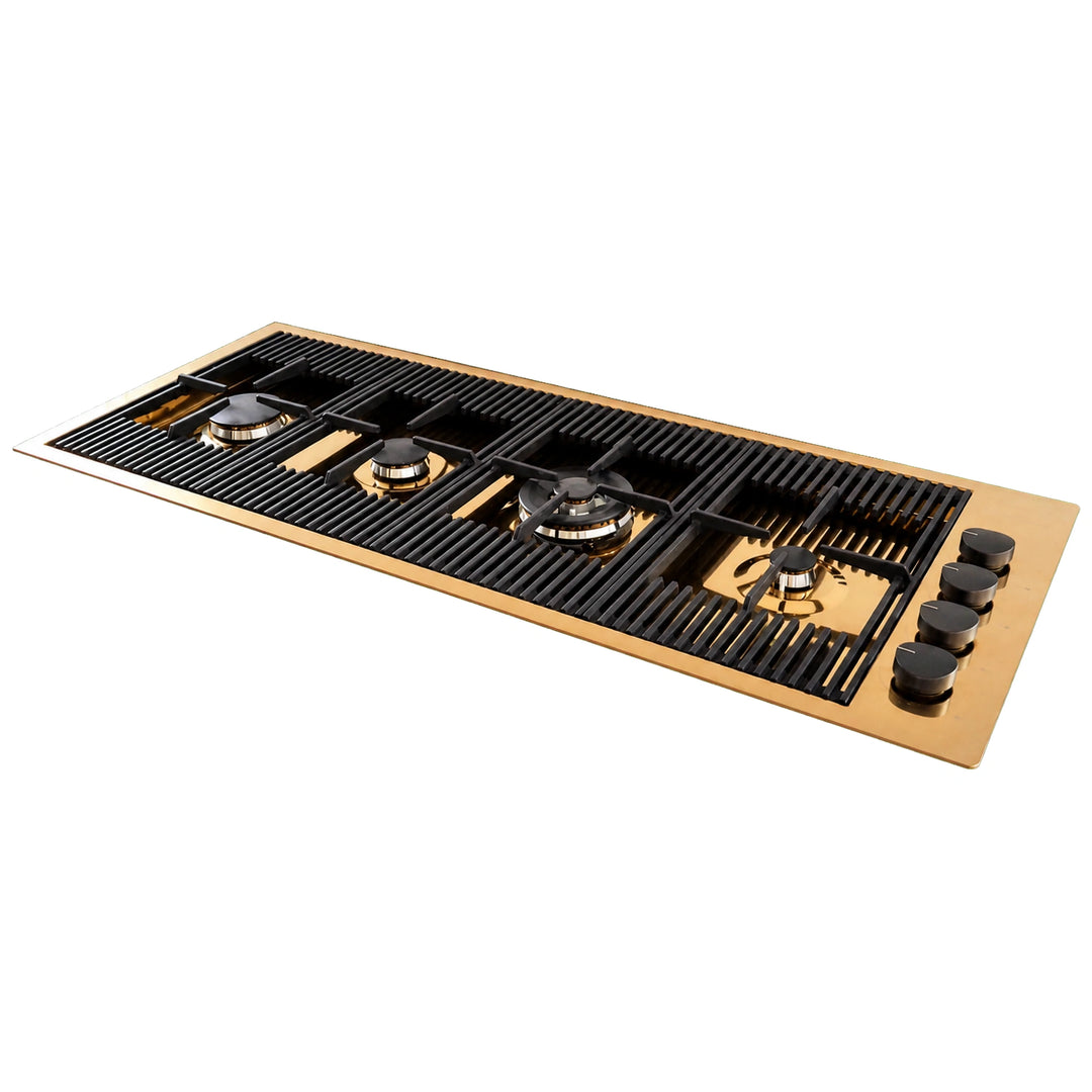 115cm - Milano Lusso 4-Burner Gas Hobs Gold - Copper - Gun Metal - Stainless Steel