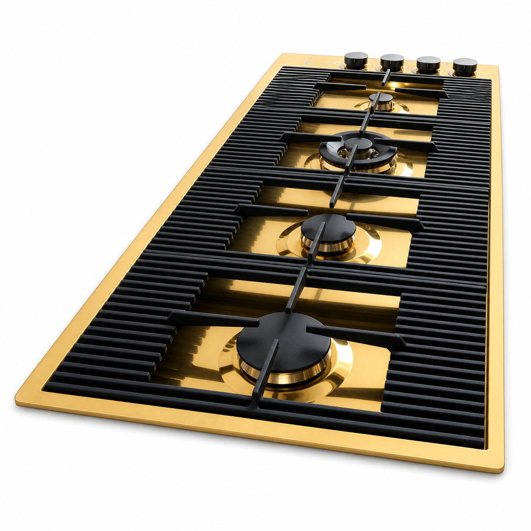115cm - Milano Lusso 4-Burner Gas Hobs Gold - Copper - Gun Metal - Stainless Steel