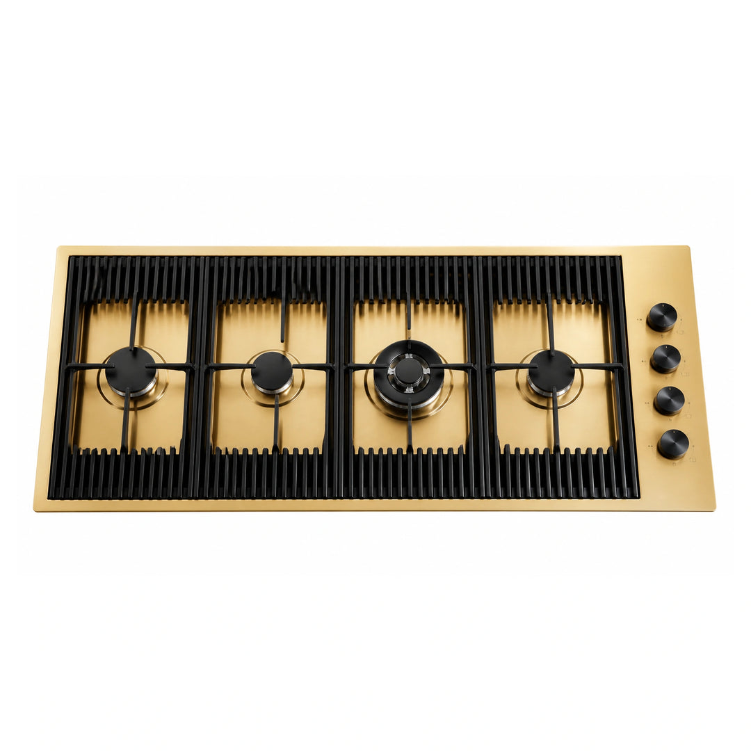 115cm - Milano Lusso 4-Burner Gas Hobs Gold - Copper - Gun Metal - Stainless Steel