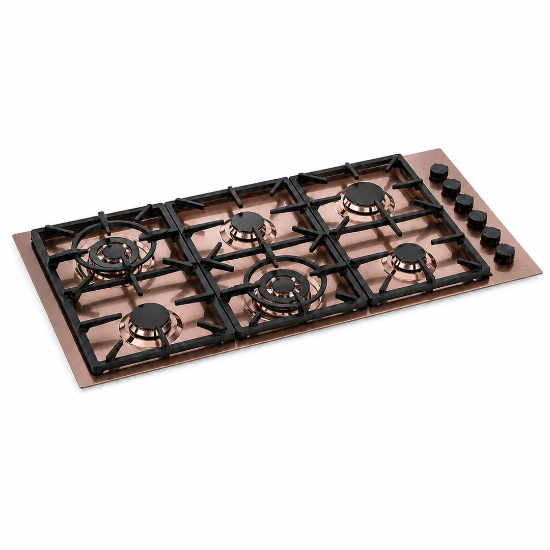 Milano Lusso 115cm 6 Burner Gas Hob - Stainless Steel, Gold, Copper or Gun Metal