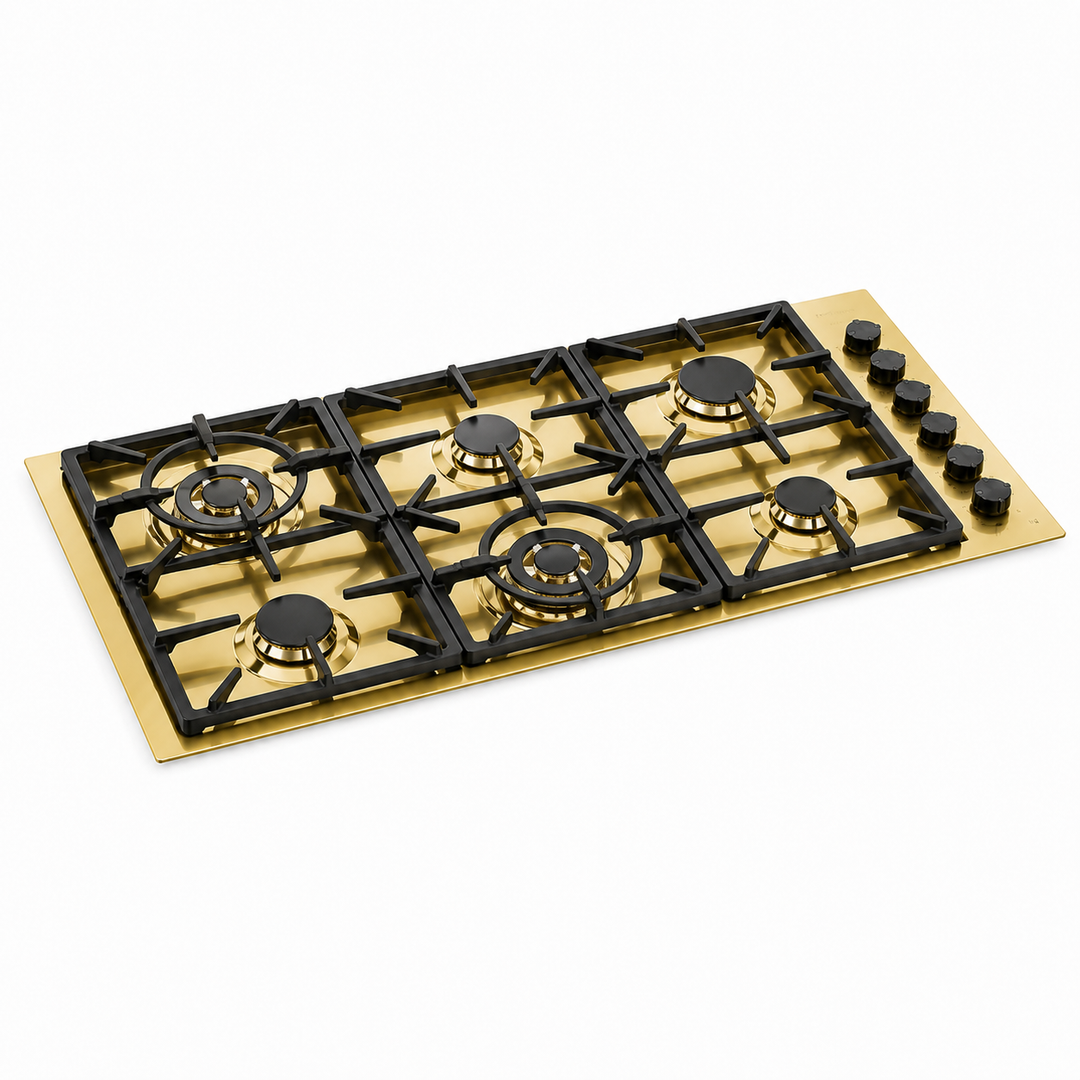 Milano Lusso 115cm 6 Burner Gas Hob - Stainless Steel, Gold, Copper or Gun Metal