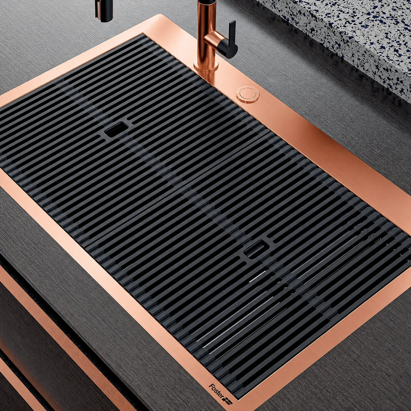 80cm top mounted milano sink copper with the two drainer boards and the milanello luxury copper mixer tap 