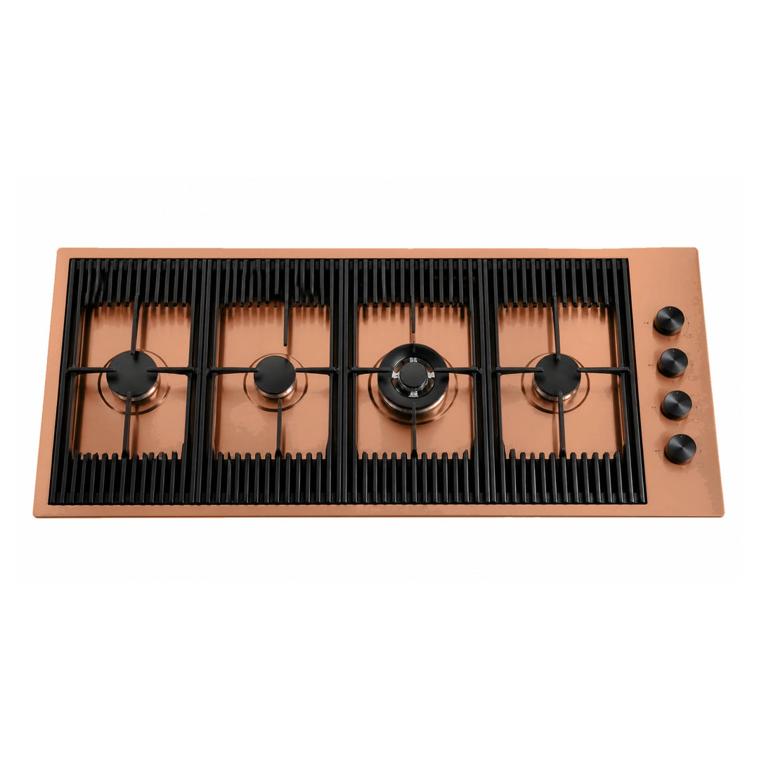 115cm - Milano Lusso 4-Burner Gas Hobs Gold - Copper - Gun Metal - Stainless Steel