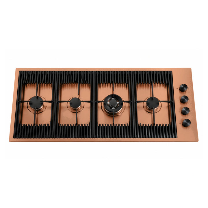 115cm - Milano Lusso 4-Burner Gas Hobs Gold - Copper - Gun Metal - Stainless Steel