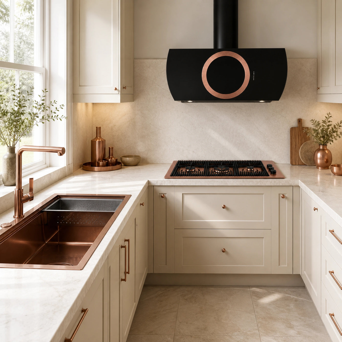 87cm gas hob Copper milano lusso ideal match the Como wall mounted cooker hoods