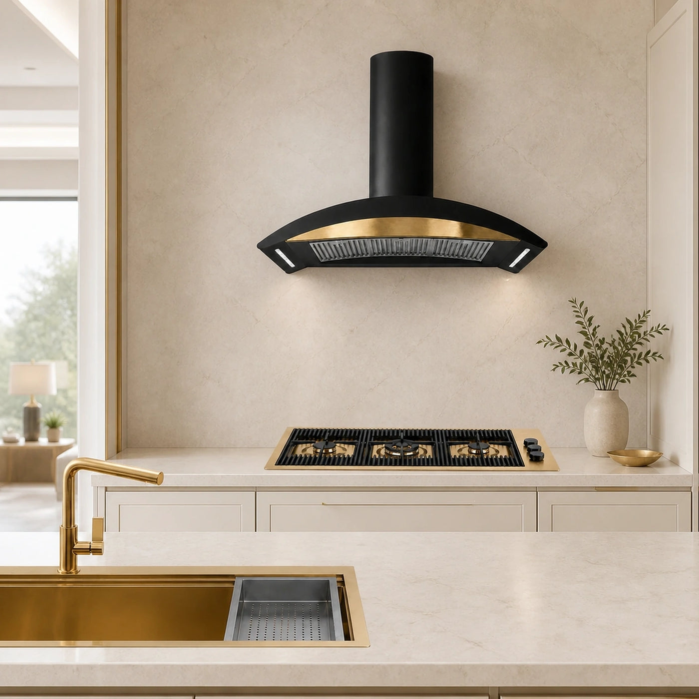 87cm gas hob Gold milano lusso ideal match the Monza curved wall mounted cooker hoods