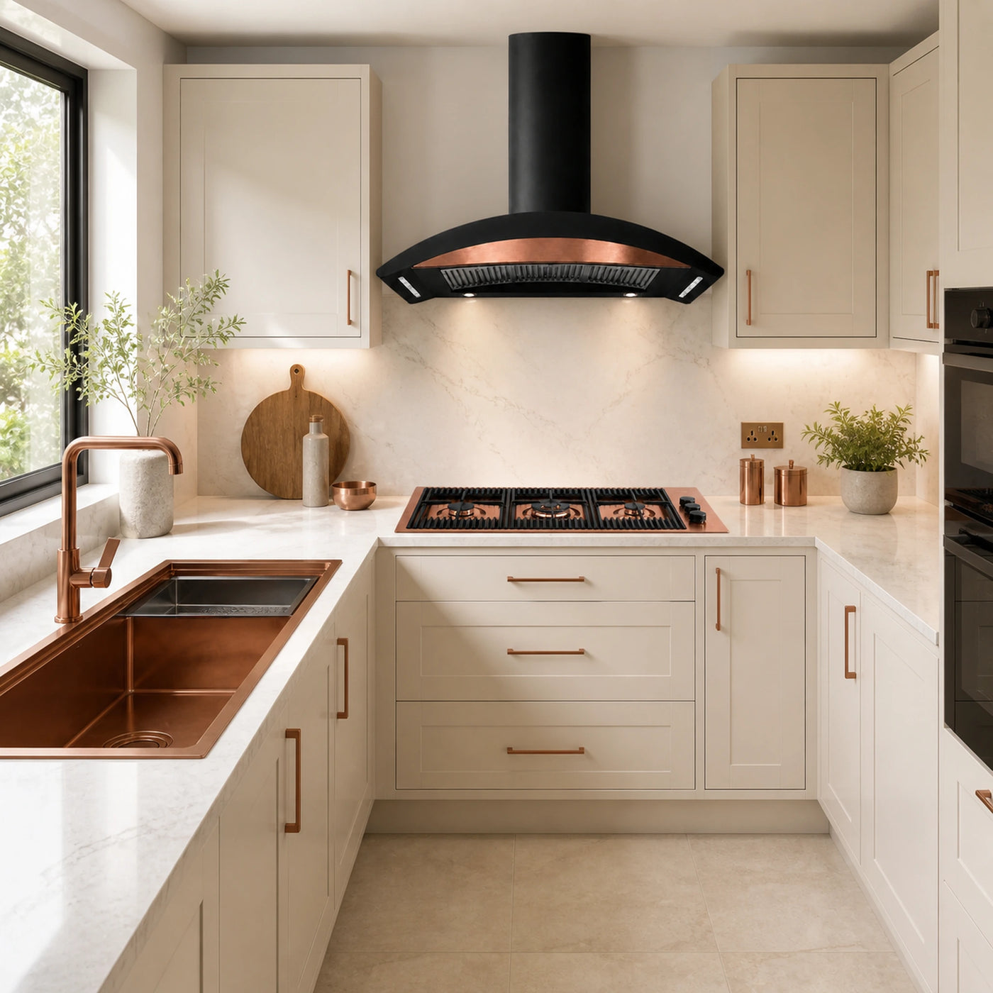 87cm gas hob Copper milano lusso ideal match the Monza curved wall mounted cooker hoods