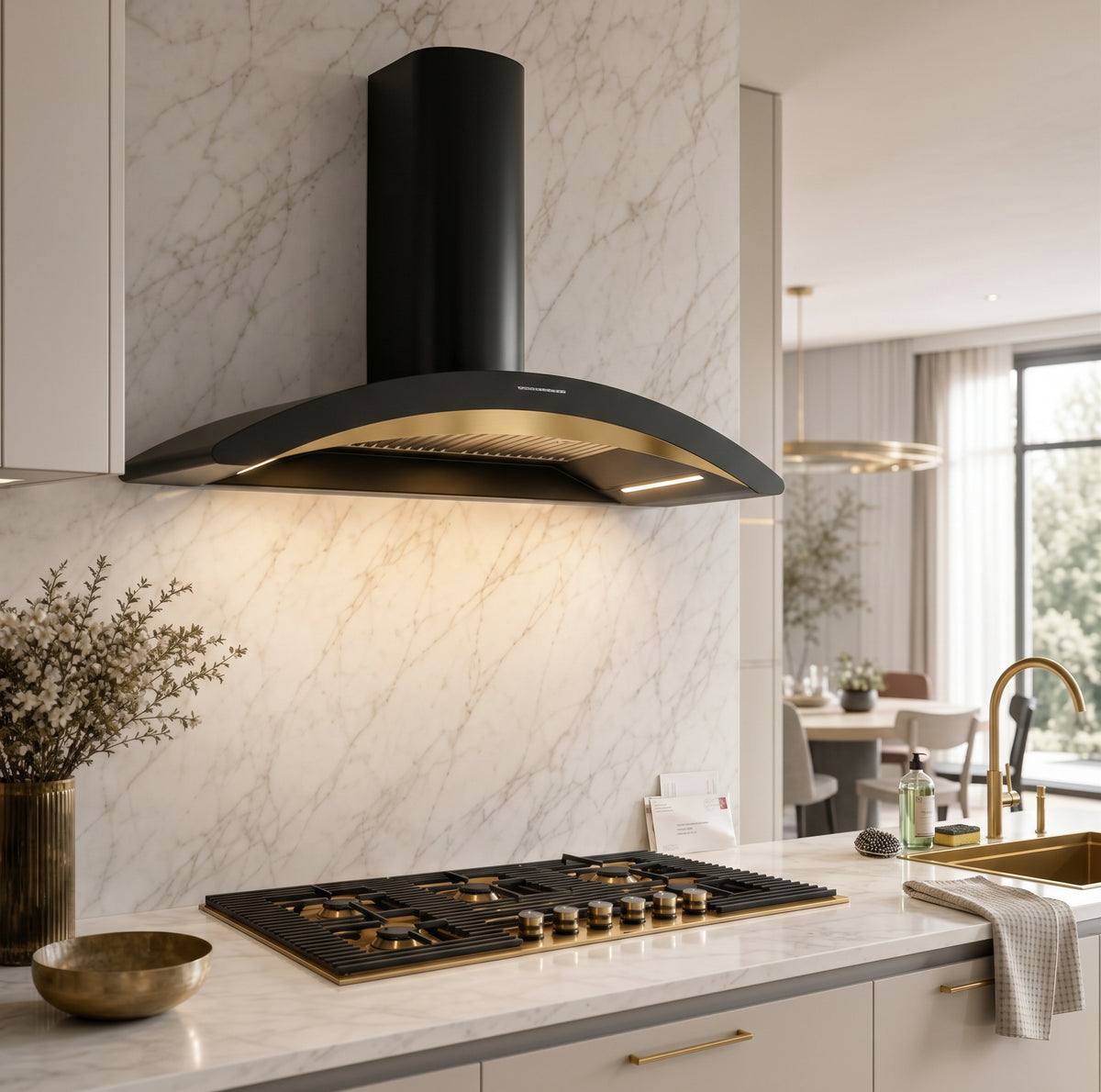 Gold Monza Paired with the PVD Gold gas hob range