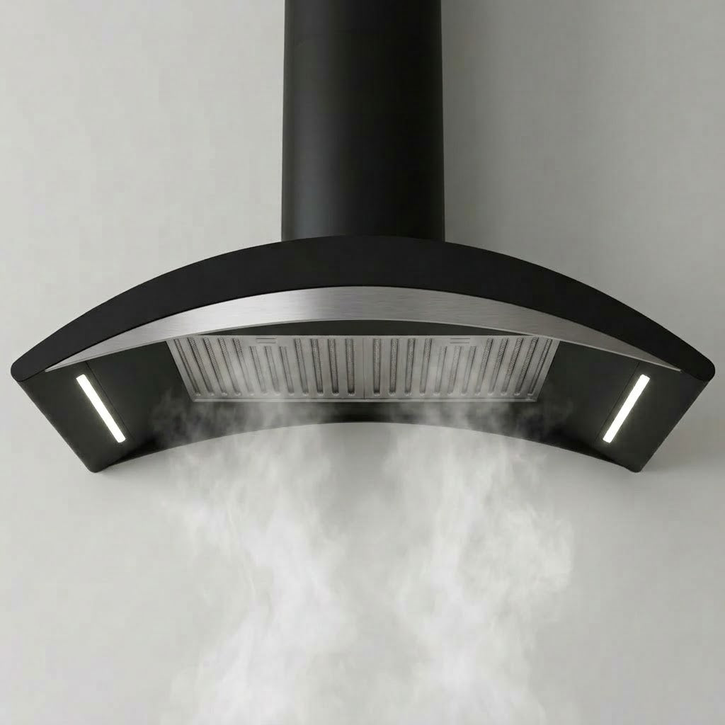 Heavy duty Baffle filters with Curved matt black body and Stainless Steel facia