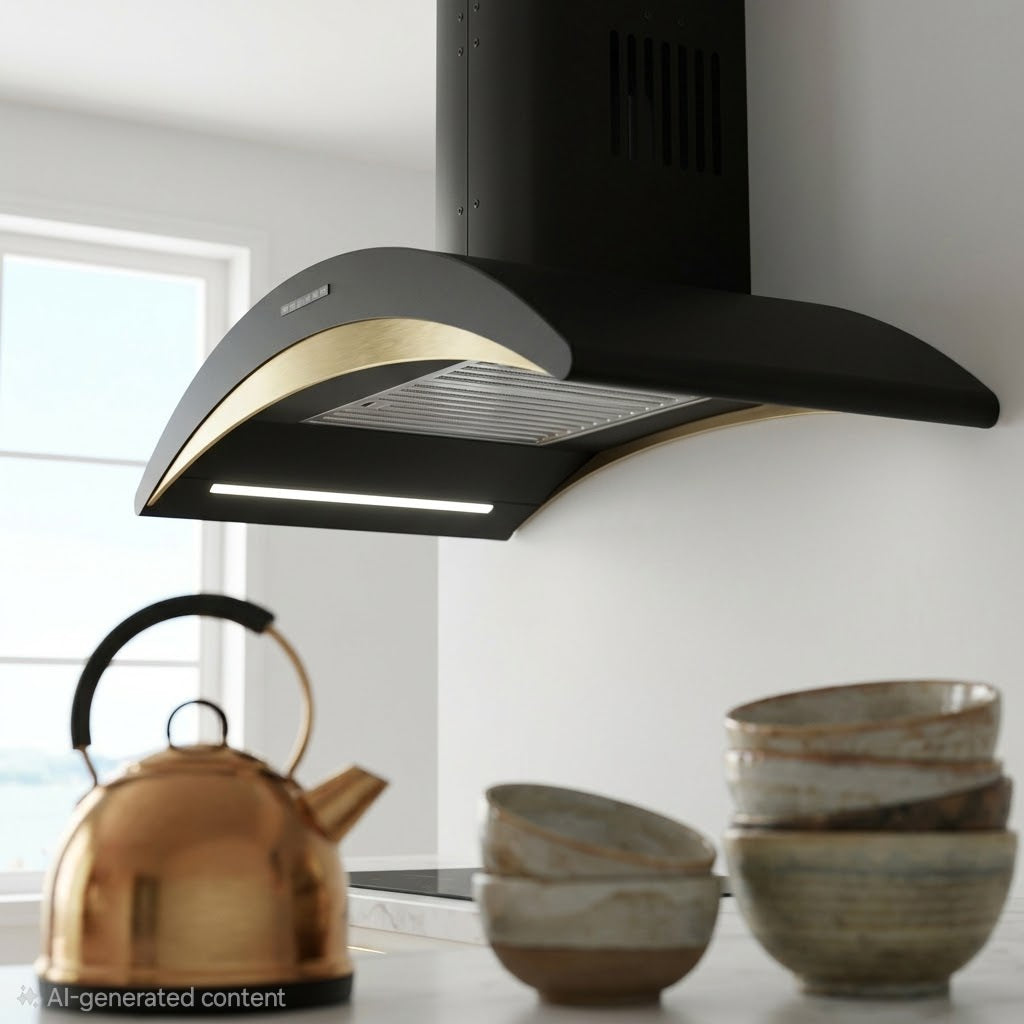 Matt Black curved hood with Beautiful gold Facia
