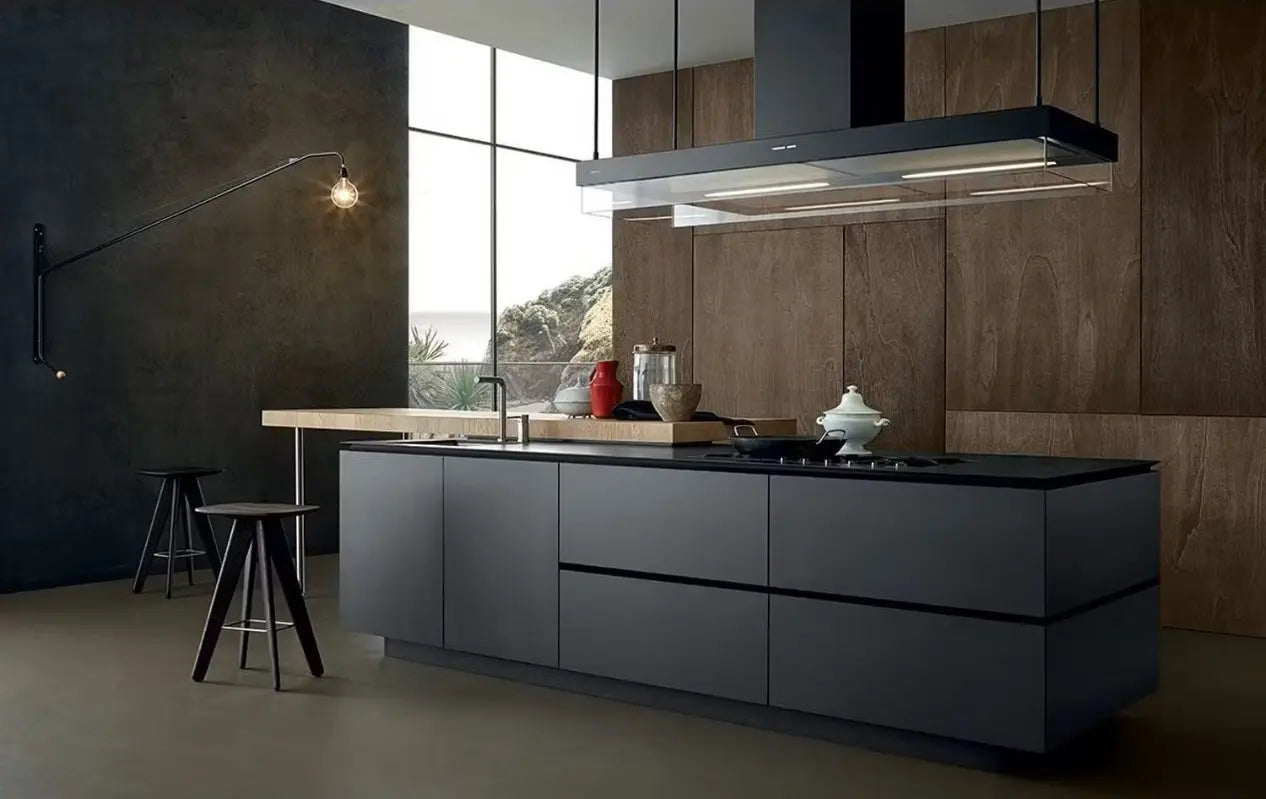 New kitchen island cooker hoods with glass surround luxury range