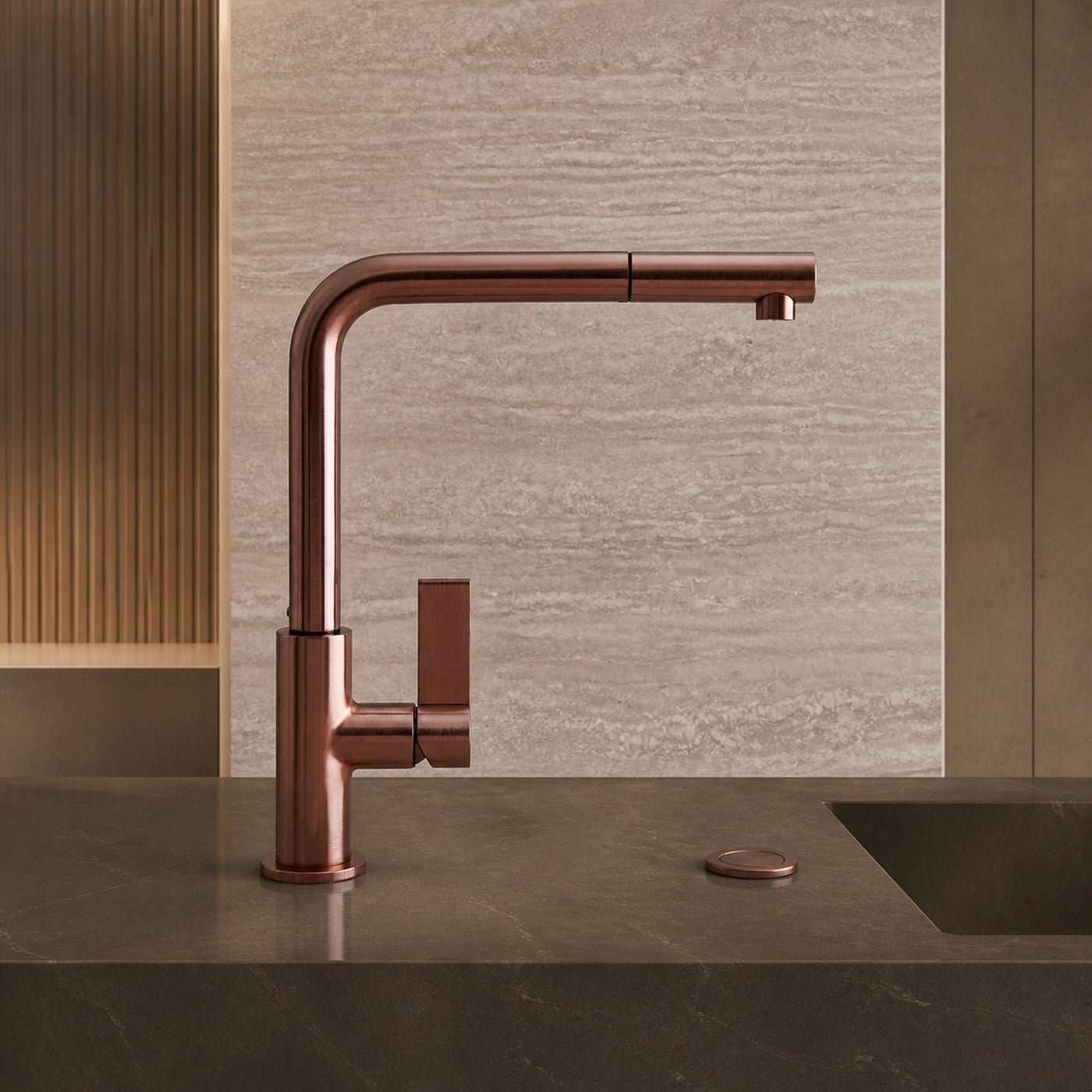 Omega Plus Copper mixer tap with pull out shower head 