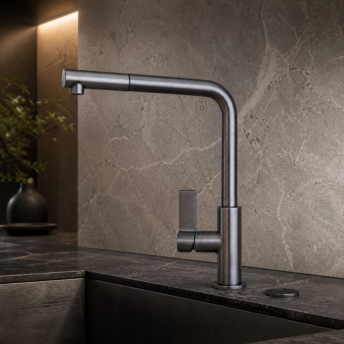 Omega Plus Gun Metal mixer tap with pull out shower head 