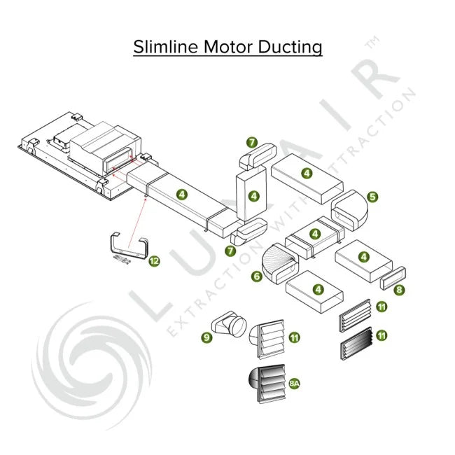 220×90mm Flat Ducting Pipe 200mm Short Section - Luxair Cooker Hoods Limited