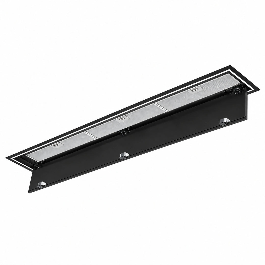 ceiling cooker hood matte black 180cm x 30cm wide