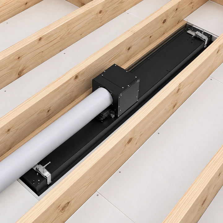 small norrow slimline ceiling cooker hood fits between the joists 