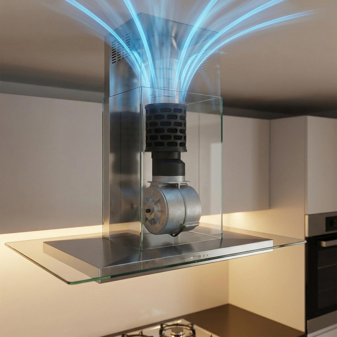 Cooker hood plasma filter fits any island extractor with a 150mm motor outlet