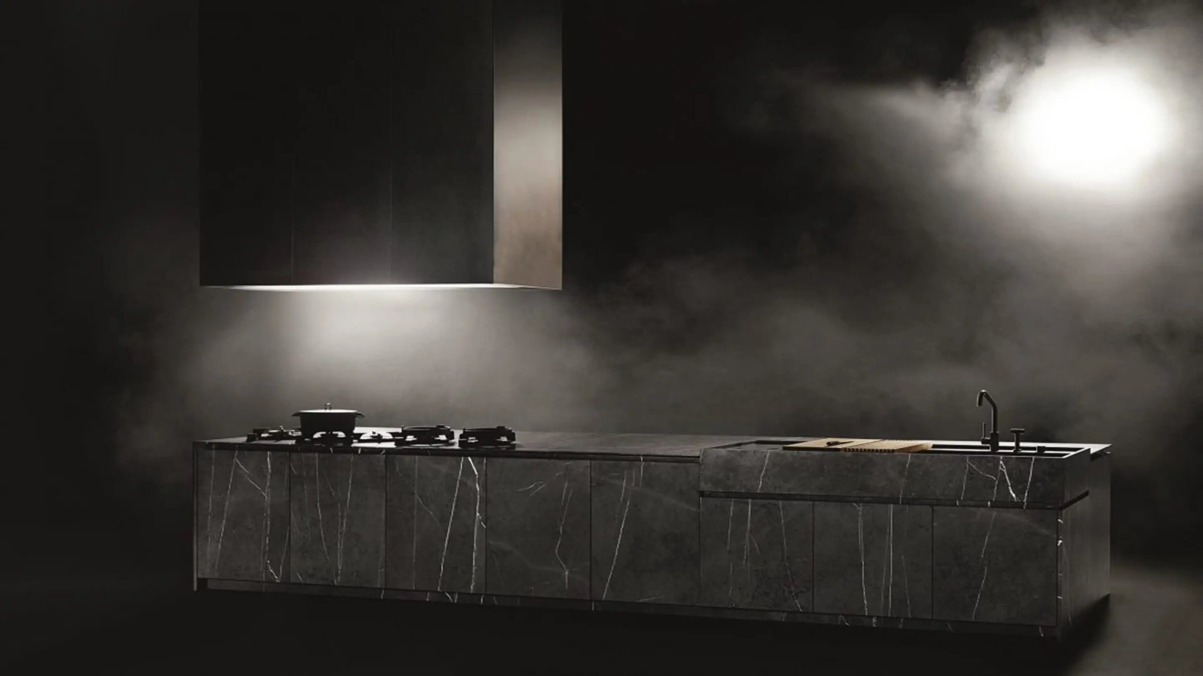Cooker hoods with external outside motor option ceiling wall mounted and island 