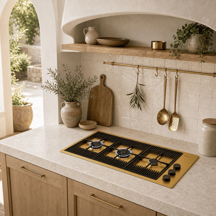 Milanello 3 burner gas hob Gold