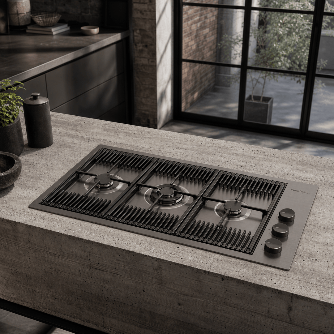 Milanello 3 burner gas hob Gun Metal