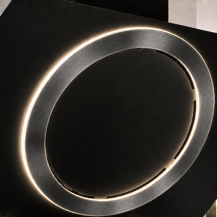 Wall mounted cooker hood with various center ring configurations, gold, copper, gun metal and stainless steel PVD steel finishes. powerful motor and extraction rates, size options 90cm, 100cm and 110cm widths.    