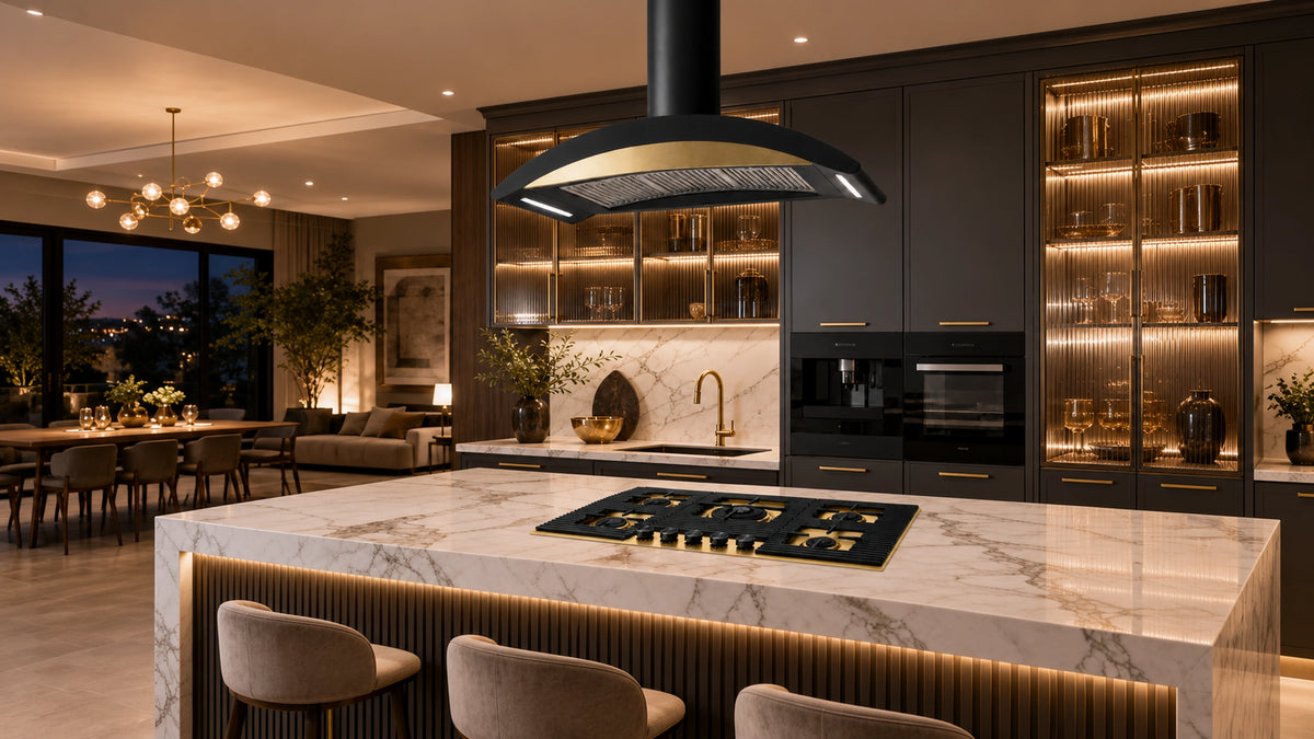 Kitchen island cooker hood extractors - designer kitchen extractor fans