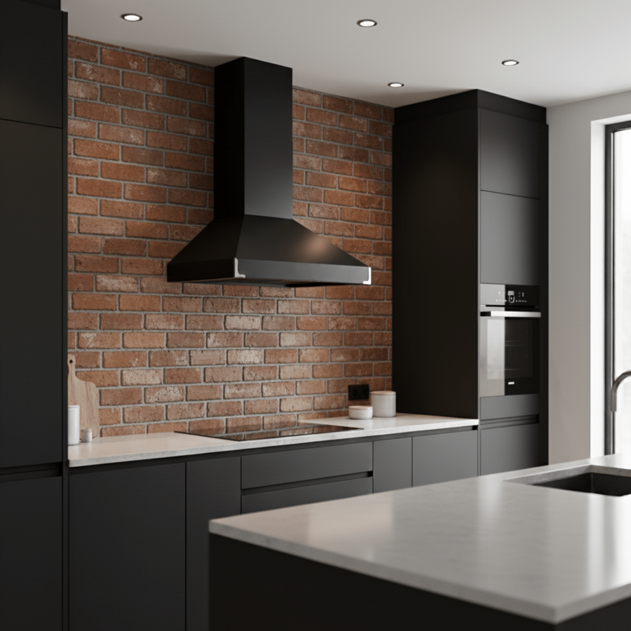 Master Range - 90cm to 120cm Wall Mounted Hood - premium collection-Black-110cm