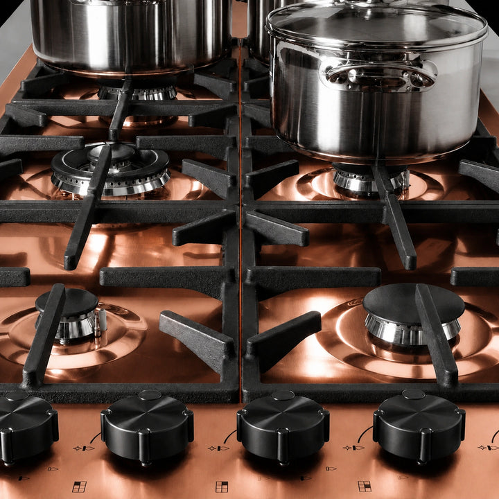 Milano Lusso 115cm 6 Burner Gas Hob - Stainless Steel, Gold, Copper or Gun Metal