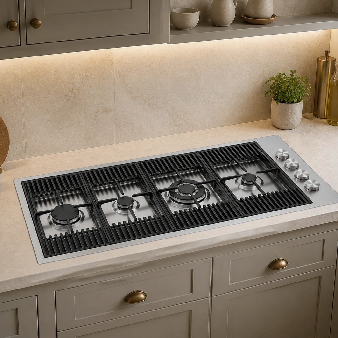 Milano lusso 115cm gas hob with rapid wok burner