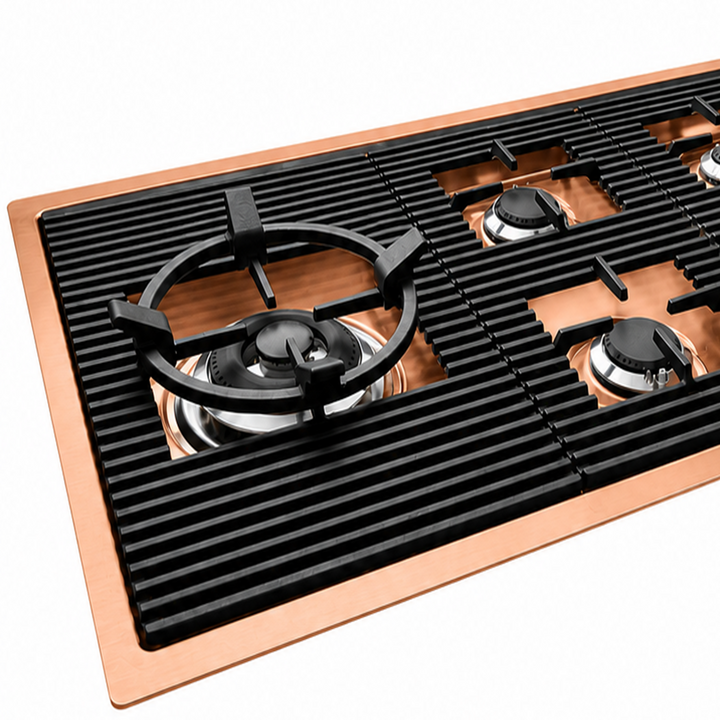 87cm - Milano Lusso 5-Burner Gas Hobs Gold - Copper - Gun Metal - Stainless - Flush Knobs