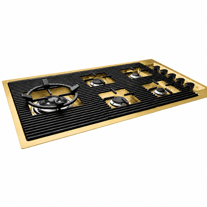 87cm - Milano Lusso 5-Burner Gas Hobs Gold - Copper - Gun Metal - Stainless - Flush Knobs