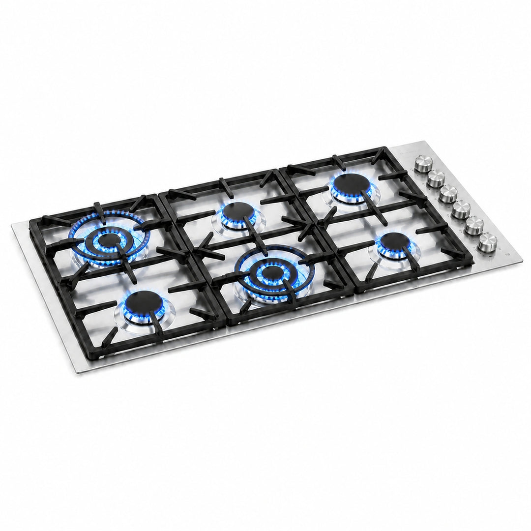Milano Lusso 115cm 6 Burner Gas Hobs (2 x Wok Burners) - Luxair Cooker Hoods Limited