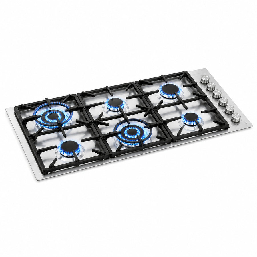 Milano Lusso 115cm 6 Burner Gas Hobs (2 x Wok Burners)