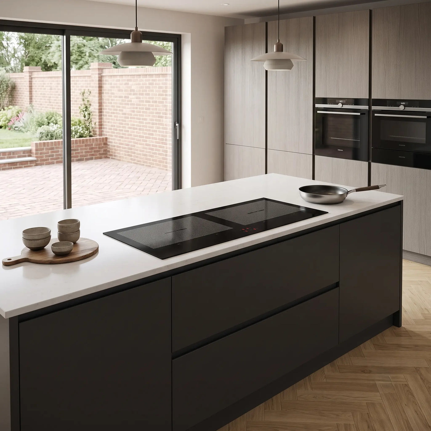 90cm Slimline Panoramic black glass induction hob - Modern Kitchen inspiration