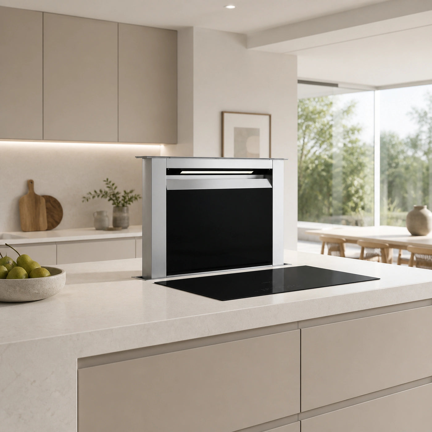 90cm panoramic induction hob satin matte black glass finish top mount or surface mount