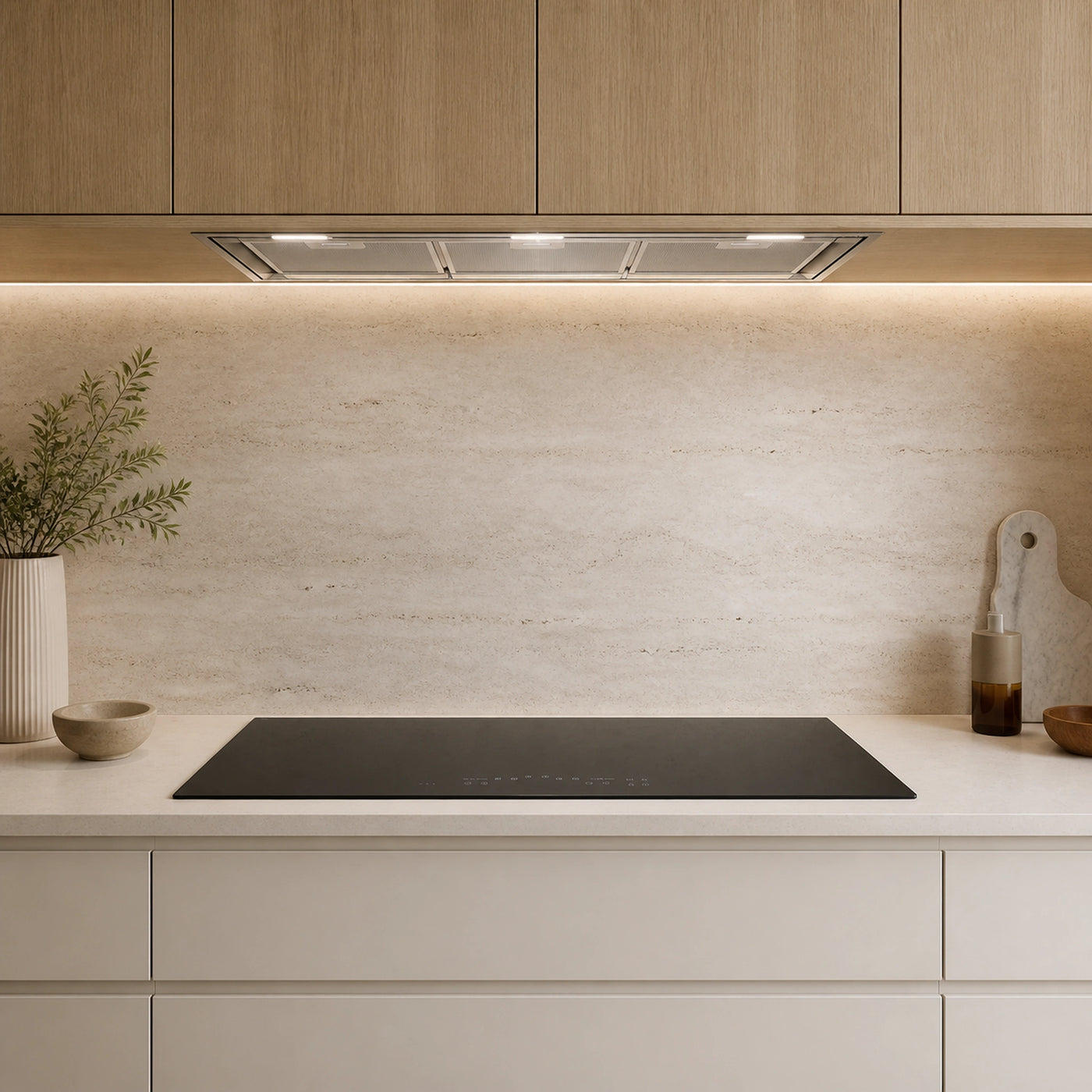 90cm panoramic induction hob satin matte black glass finish top mount or surface mount, under cabinet