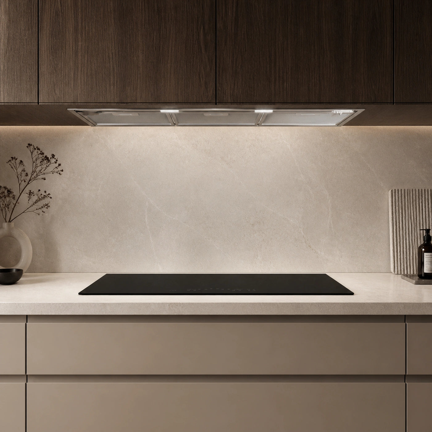 90cm panoramic induction hob satin matte black glass finish top mount or surface mount, under cabinet