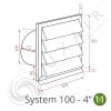 100mm (4") Louvred Wall Vent - White