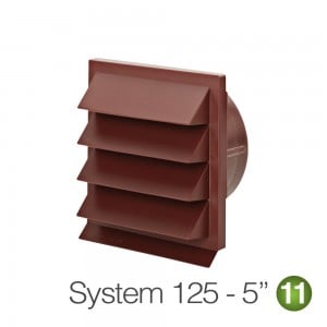 125mm Louvred Wall Vent Red Brick - Terracotta